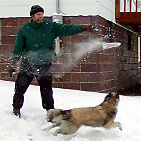 Throwing in the snow.