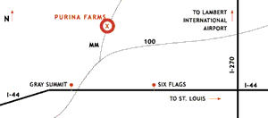 Map to Purina Farms